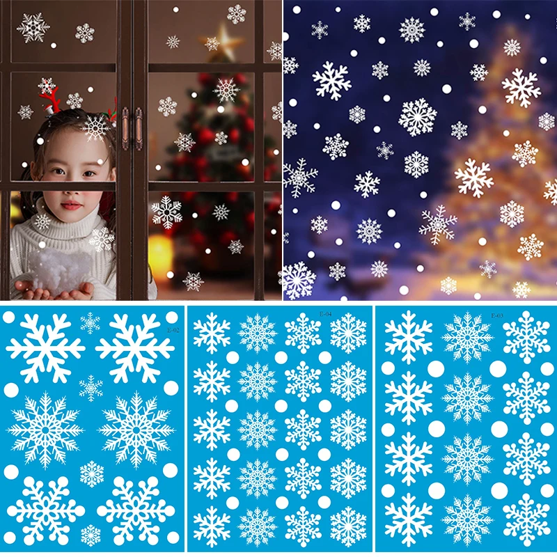 

Snowflake Sticker Merry Christmas Glass Window Stickers Kids Room Winter New Year Electrostatic Sticker Home Decals Decoration