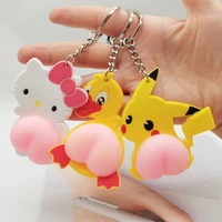 new pokemon anime star pikachu hello kitty kawaii decompression interesting hips keychain car keys cute decor children toys gift