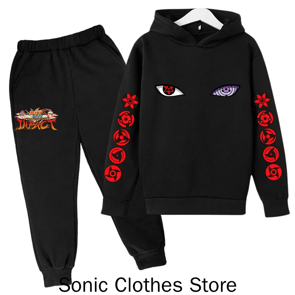 

Anime Naruto Tracksuit Kids Hoodies Boys Clothes Set Boys Baby Girls Clothing Kakashi Hooded Casual Sweaters Hooded +pants 2pcs