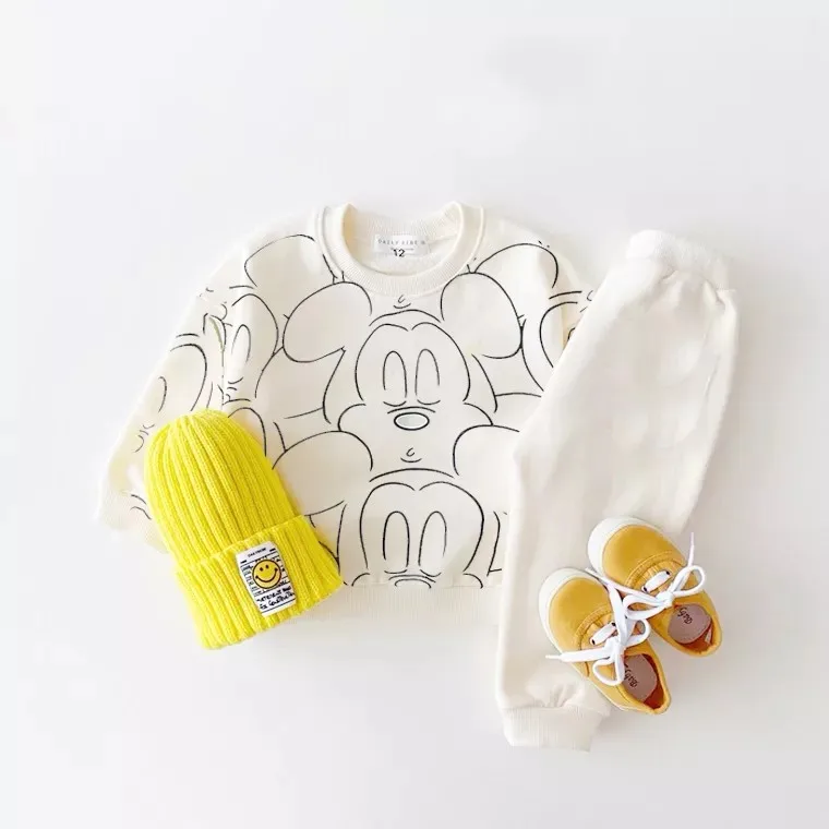 Popular Brand Kids Tracksuit Cartoon Mickey 2 Piece Set For Infant Costume 3m-3y Baby Boys Girls Sweater Suits Trousers Clothing |