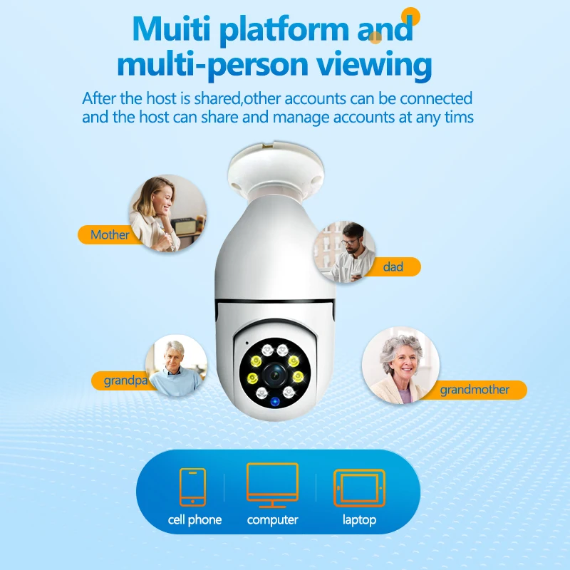 V380 Pro Bulb Surveillance Camera 2.4G Wifi E27 Wireless Security Monitor Cam Night Vision Full Color Automatic Human Tracking images - 6