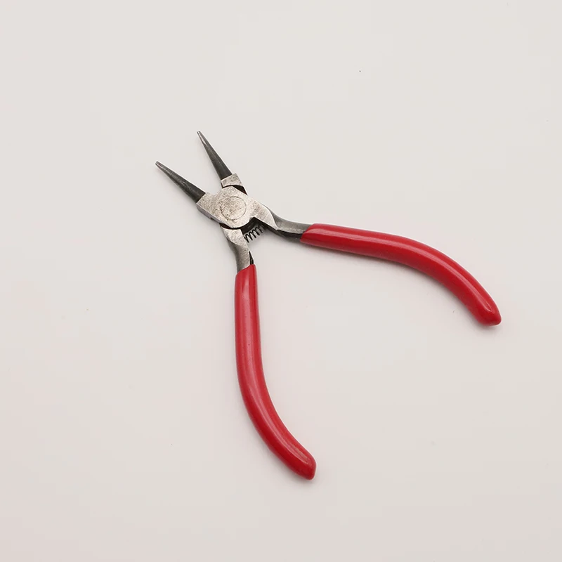 

1 Piece Stainless Steel Needle Nose Pliers Jewelry Making Hand Tool Red 12.5cm Handmade round pliers JA0543