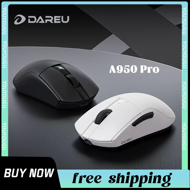 Беспроводная Bluetooth-мышь Dareu A950pro, 3 режима, легкая игровая мышь PAW3395 4 кГц 26000dpi для ПК, игровые мыши для ноутбука