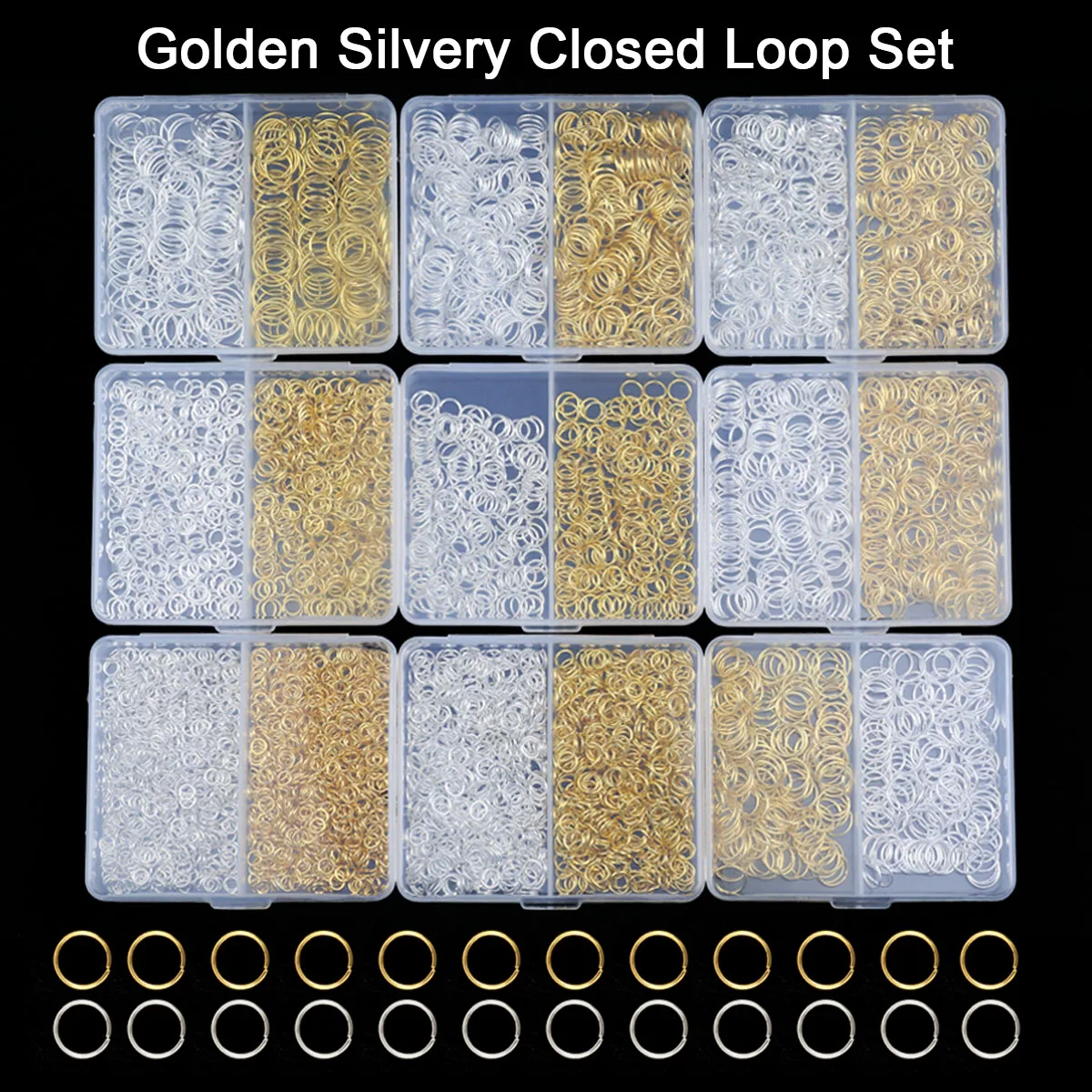 Открытое соединительное кольцо в коробке 4/5/6/7/8/10 мм золотистого и серебристого