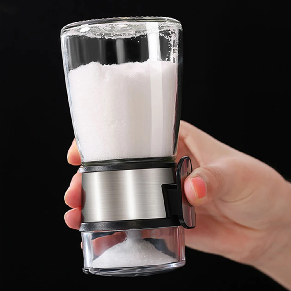 

Push Type Zout Dispenser Kan Zout Suiker Fles Spice Peper Shaker Spice Push Type Pot Voor Keuken Gemak