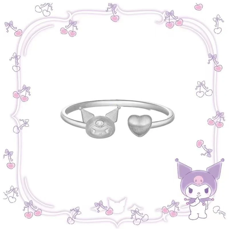 

Kawaii Sanrio кольцо "лучшие друзья" Полноразмерное серебряное кольцо Kuromi Melody серебряное кольцо подарок для пары подружек