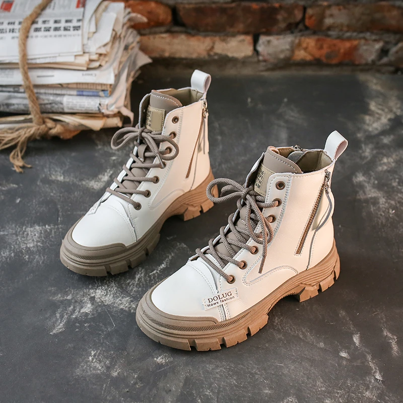 

Pmwrun Explosive women Boots Fall 2022New All-match Fashion Casual Short Boots Tide Thick Sole Flat Heel High-Top Women's Shoes