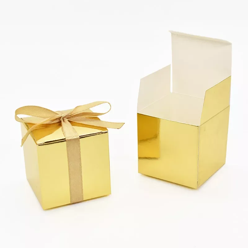 

10Pcs Gold Silver Paper Candy Box Square Chocolate Gift Packaging Boxes Baby Shower Birthday Party Supplies Wedding Favors