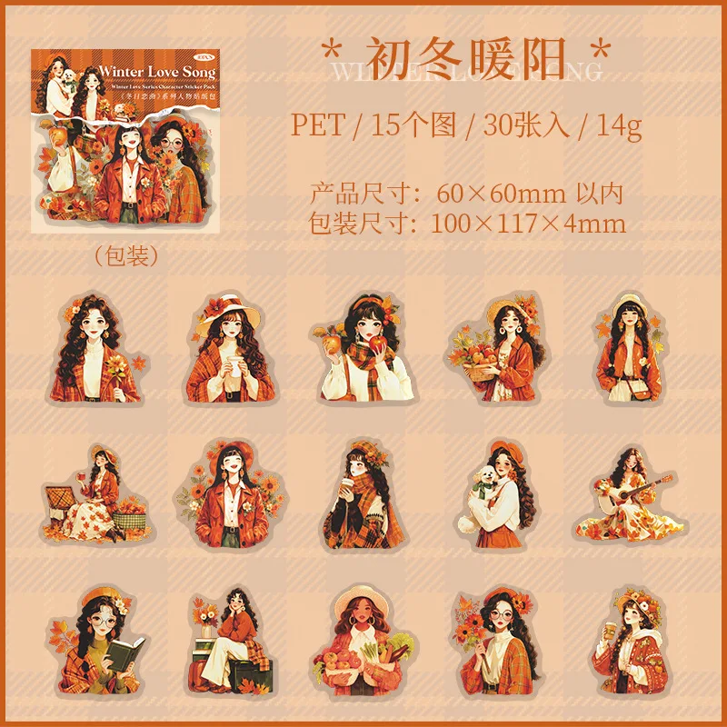 

30 шт./1 лот кавайные канцелярские наклейки зимняя любовь песня дневник планировщик декоративные наклейки Скрапбукинг