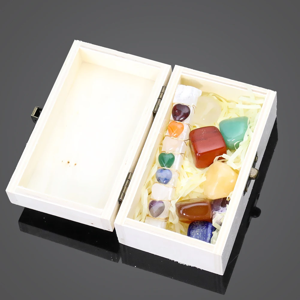 

Natural Chakra Quartz Crystal Wrapped Plaster Irregular Gemstone Yoga Energy Reiki Healing Crystal Stone Home Decor with Box