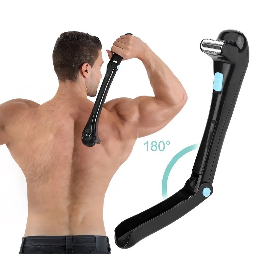 Electric Back Hair Shaving Razor Epilator 180 Foldable Battery Manual Long Handle Body Hair Trimmer Removal Tool