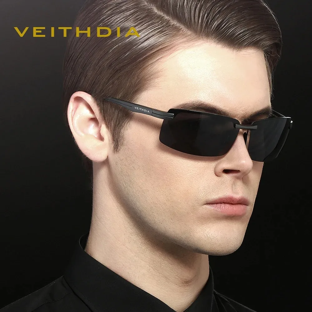 Фото Спортивные солнцезащитные очки VEITHDIA без оправы, очки в алюминиевой оправе, очки с поляризационными линзами, мужские солнцезащитные очки для вождения, солнцезащитные очки для мужчин/женщин V65X10 №3