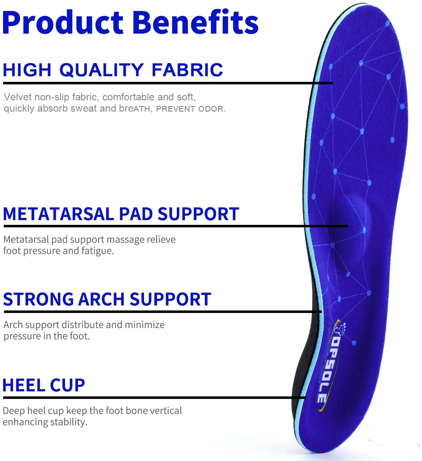 TOPSOLE Arch Support Orthopedic Insoles For Flat Feet Plantar Fasciitis Heel Pain Shoes Inserts Sneaker Orthotics Free Shipping