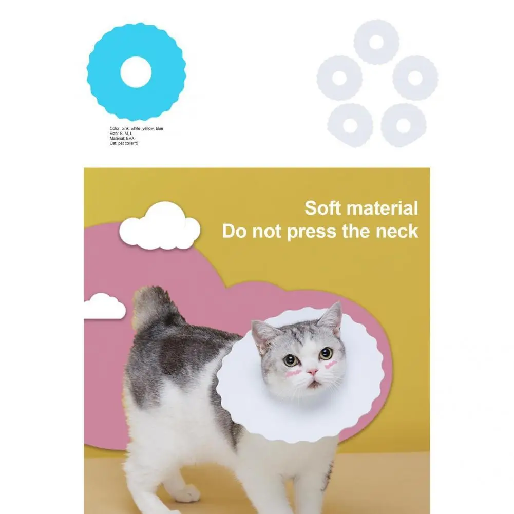 

5 шт./компл. Универсальный кошачий удобный ошейник для домашних животных с защитой от укусов, многоразовый защитный ошейник для домашних жив...