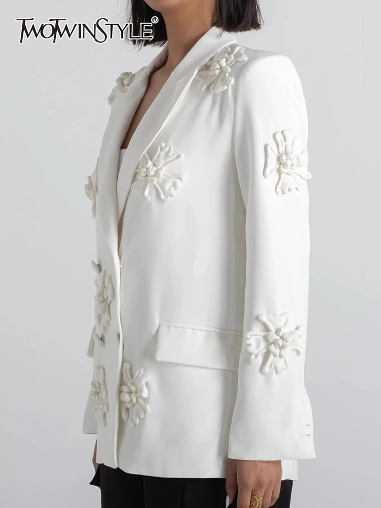 

Женский Повседневный Блейзер TWOTWINSTYLE, однотонный блейзер с отложным воротником и длинными рукавами, с аппликацией, Новинка