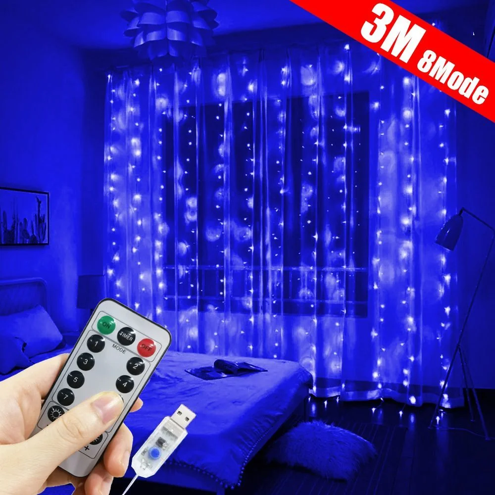 

СВЕТОДИОДНАЯ Гирлянда-занавес 6 х3 м, Рождественское украшение с дистанционным управлением, праздничная Свадебная сказочная гирлянда, светящаяся гирлянда для спальни, улицы, дома