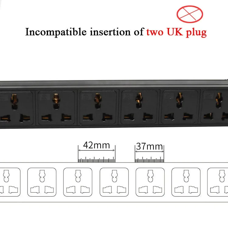 Удлинитель C14 интерфейс Type-c + USB цифровой счетчик 16А автоматический выключатель