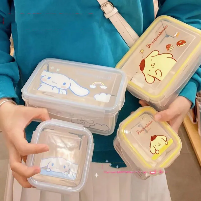 

Ланч-бокс Sanrio Cinnamoroll Kuromi Purin Dog для офисных работников с рисунками из мультфильмов, Ланч-бокс для студентов, коробка для бенто для сохранения свежести, для микроволновой печи