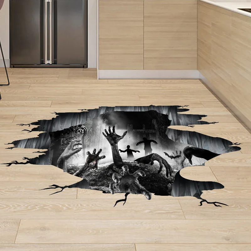 

2022 New Halloween Broken Wall Horror Palm Bat Living Room Home Floor Decoration Accessories Stickers Self-Adhesive
