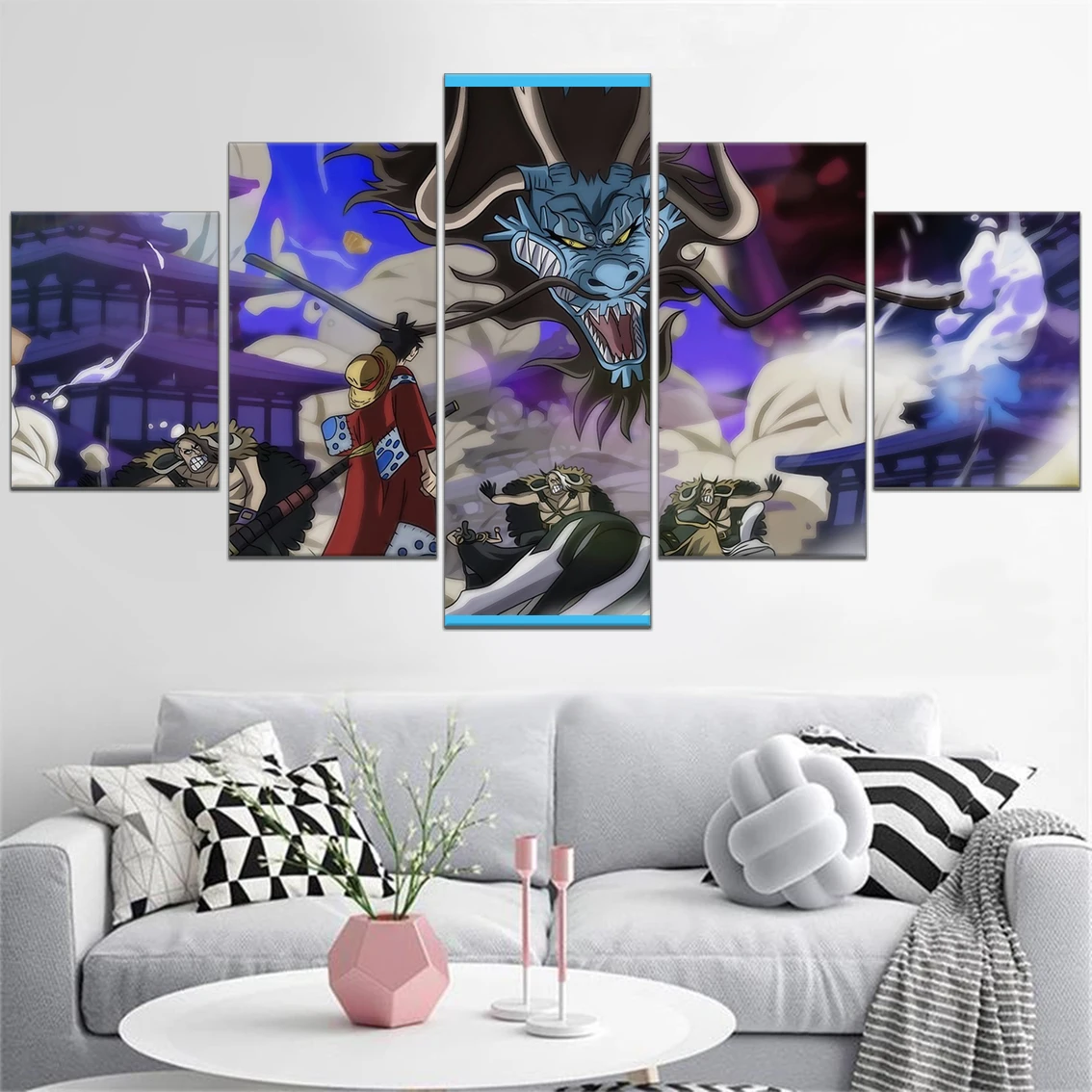 

One Piece Monkey D. Luffy Kaido Canvas Painting 5 Pieces Prints Anime Poster HD Pictures Modular For Bedroom Wall Art Home Decor
