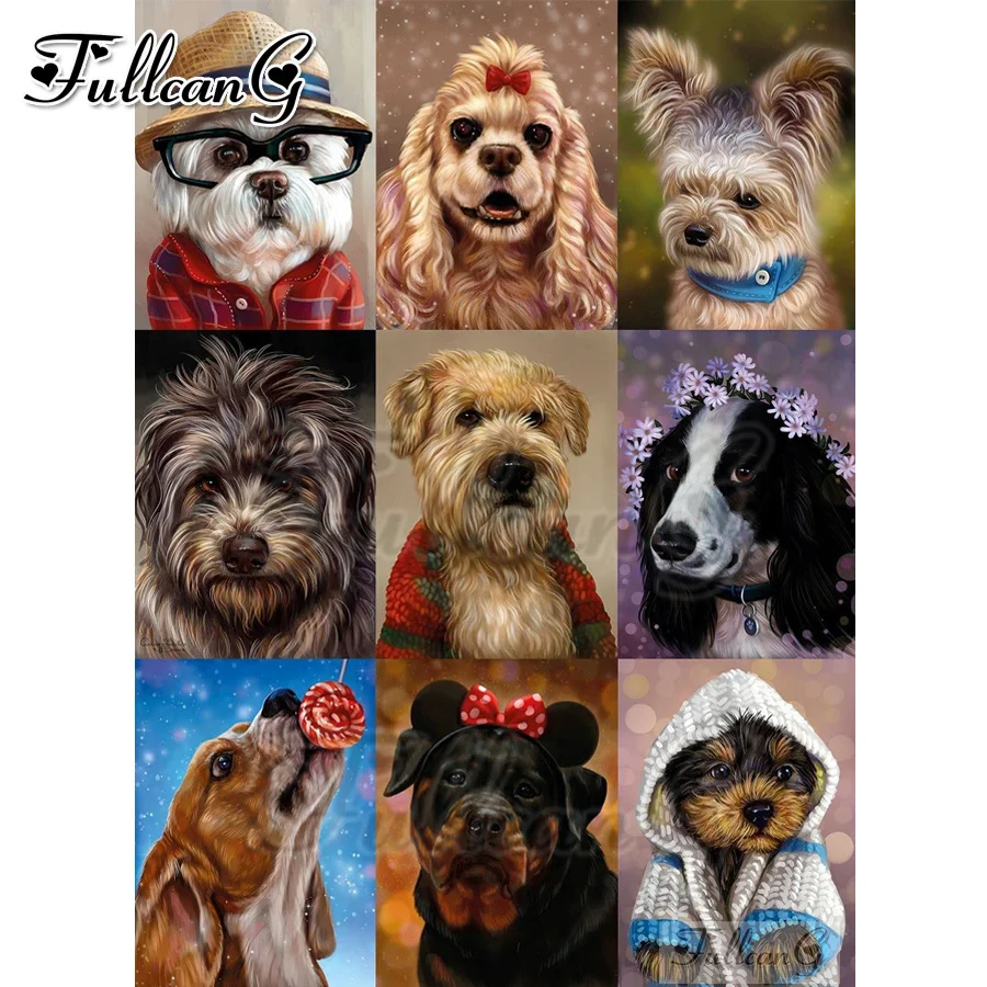 

Cute Dogs Diamond Painting cross stitch pictures 5D Diy Full Diamond Embroidery pet animal Mosaic Cross Stitch Kits AA3658