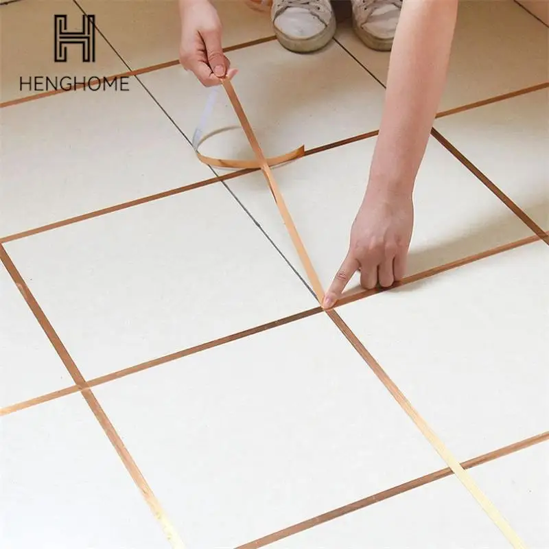

50m/roll Gold Silver Black Self-adhesive Floor Tile Strip Seam Sticker Tape Waterproof Wall Sealing Tape Stickers Home Decor