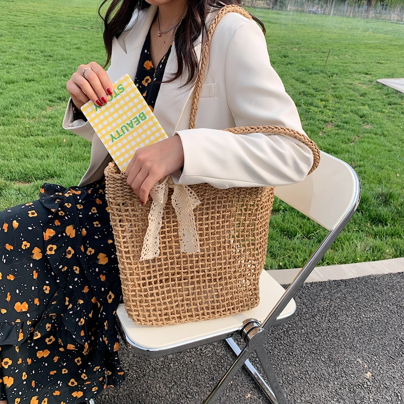 

Summer Bag Women's New Fashion Personalized Hollow Out Large Capacity Fresh Niche Versatile One Shoulder Straw Woven Bag