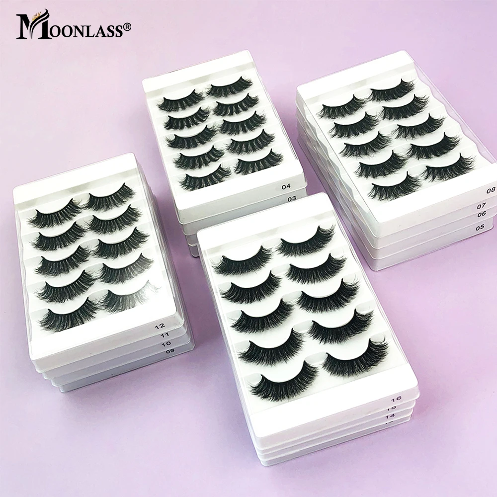 

5 Pairs 10-20MM Natural Fluffy Mink Eyelashes Wholesale Bulk 3D Mink Lashes Reusable 5D False Eyelashes Box Package Makeup Set