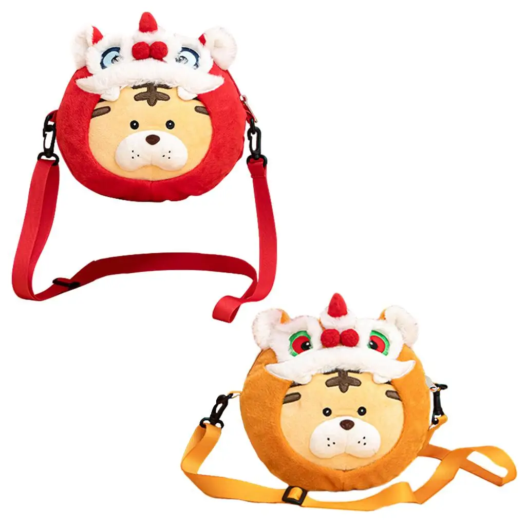 

Cartoon Women Crossbody Bag with Adjustable Strap 3D Animal Pattern Zipper Tote Bag Plush Cute for Daily Use Student Kids Travel