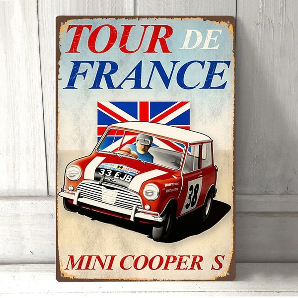 

Classic Car Mini Cooper Vintage Retro Metal Tin Sign Pin Up Metal Sign Metal Painting Metal Decor Wall Sign