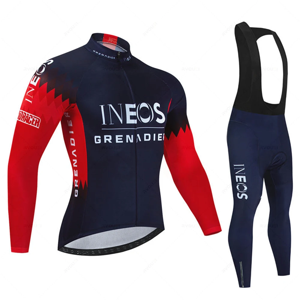 Фото Комплект для велоспорта Ineos Team: мужская спортивная веломайка с длинным рукавом и велоштаны для MTB, триатлона, летняя/осенняя коллекция №4
