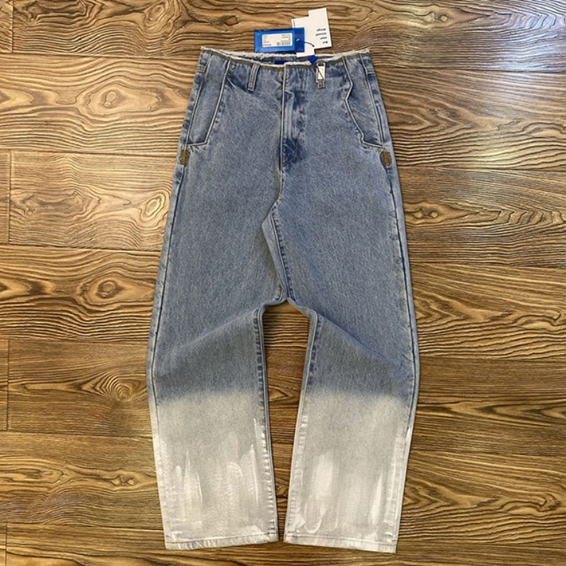 

ADER ERROR Jeans White Gradient Men Women 1:1 Oversize Ader Error Straight Jeans