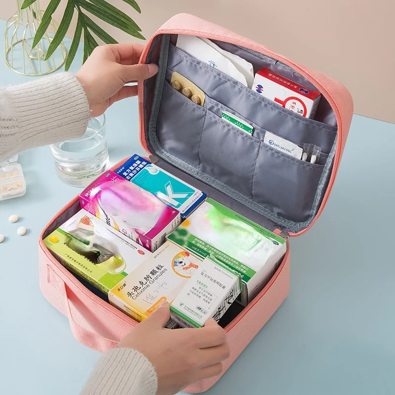 

Multifunction Portable Medicine First Aid Kit Multifunction Home Outdoor Emergency Kit Children's Waterproof Zip Storage Bag