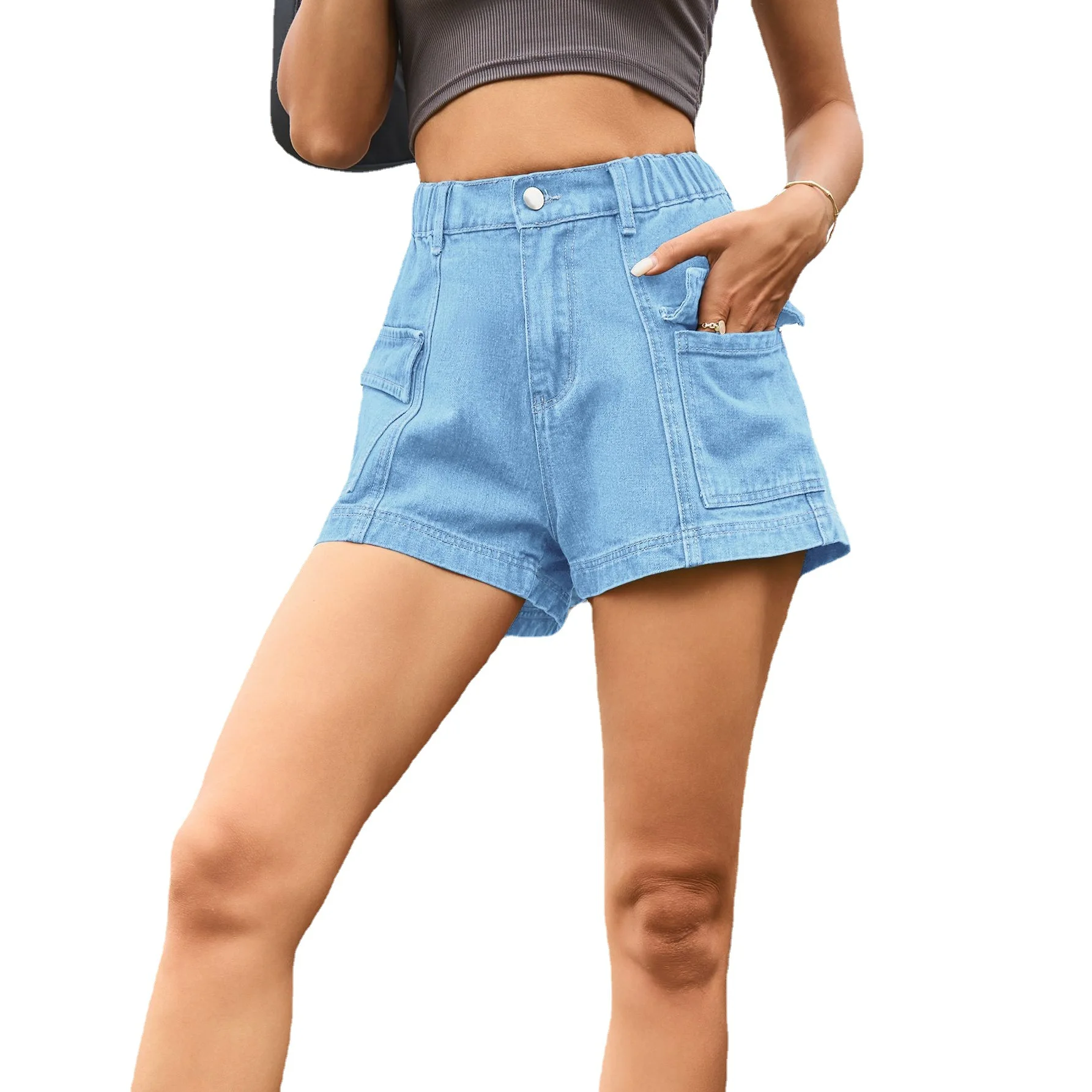 2023 Casual Jeans Shorts fo Women Solid Regulai Fit Comfortable Ladies Daily Wear Cargo Pants