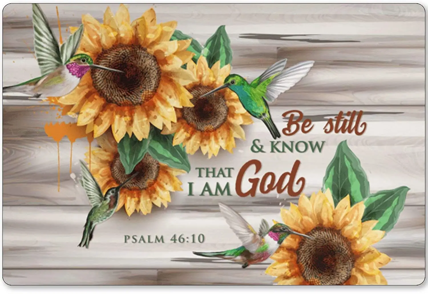 

good luckcy Sunflower Tin Sign Hummingbird Metal Sign I Am God Retro Vintage Metal Poster for Bar Cafe Farm Plaque 8x12 Inches