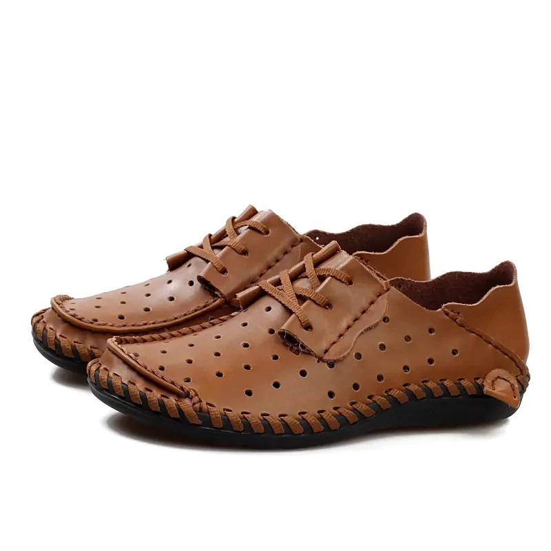 

DAFENP summer breathable hollow men's shoes handmade beanie sandals large size casual beach shoes 38-50