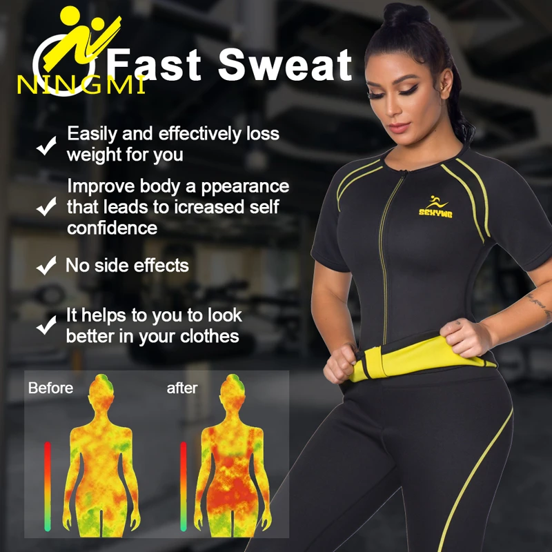NINGMI сауна похудение Рубашка Горячие неопреновые потери веса Корректирующее