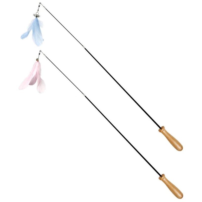 

Интерактивная игрушка для кошек, перьевая палочка Дразнилка, игрушка с колокольчиком, длина 18-30 дюймов, выдвижной шест, идеи для подарка для ...