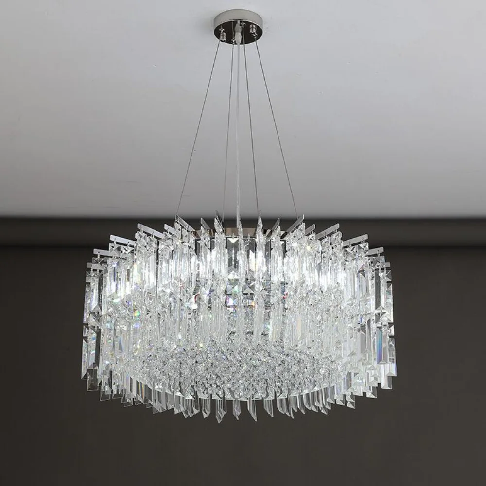 Luxury crystal chandelier living room LED modern villa decorative lighting round island fixture