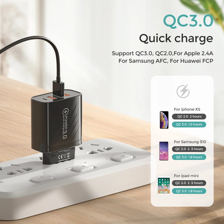 Зарядное устройство USB 48 Вт быстрая зарядка QC 3.0 зарядное для Iphone Xiaomi Samsung Oneplus
