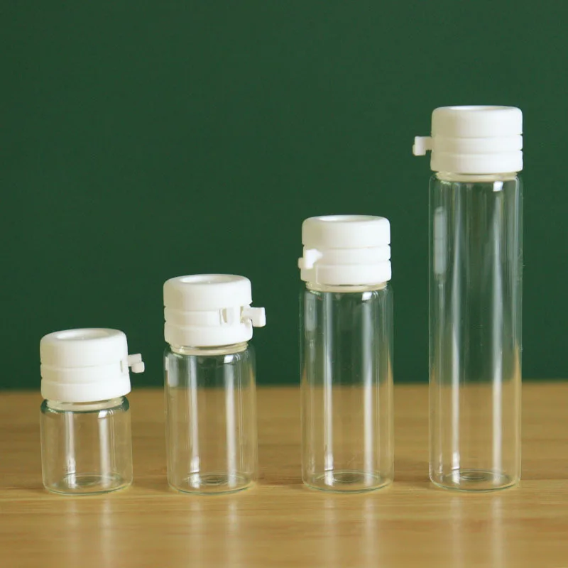 

100pcs 1/2/3/5ml Essential Oil Bottles Empty Clear Glass Cosmetic Jar Container White Cap Perfume Vials Essence Sample Bottle
