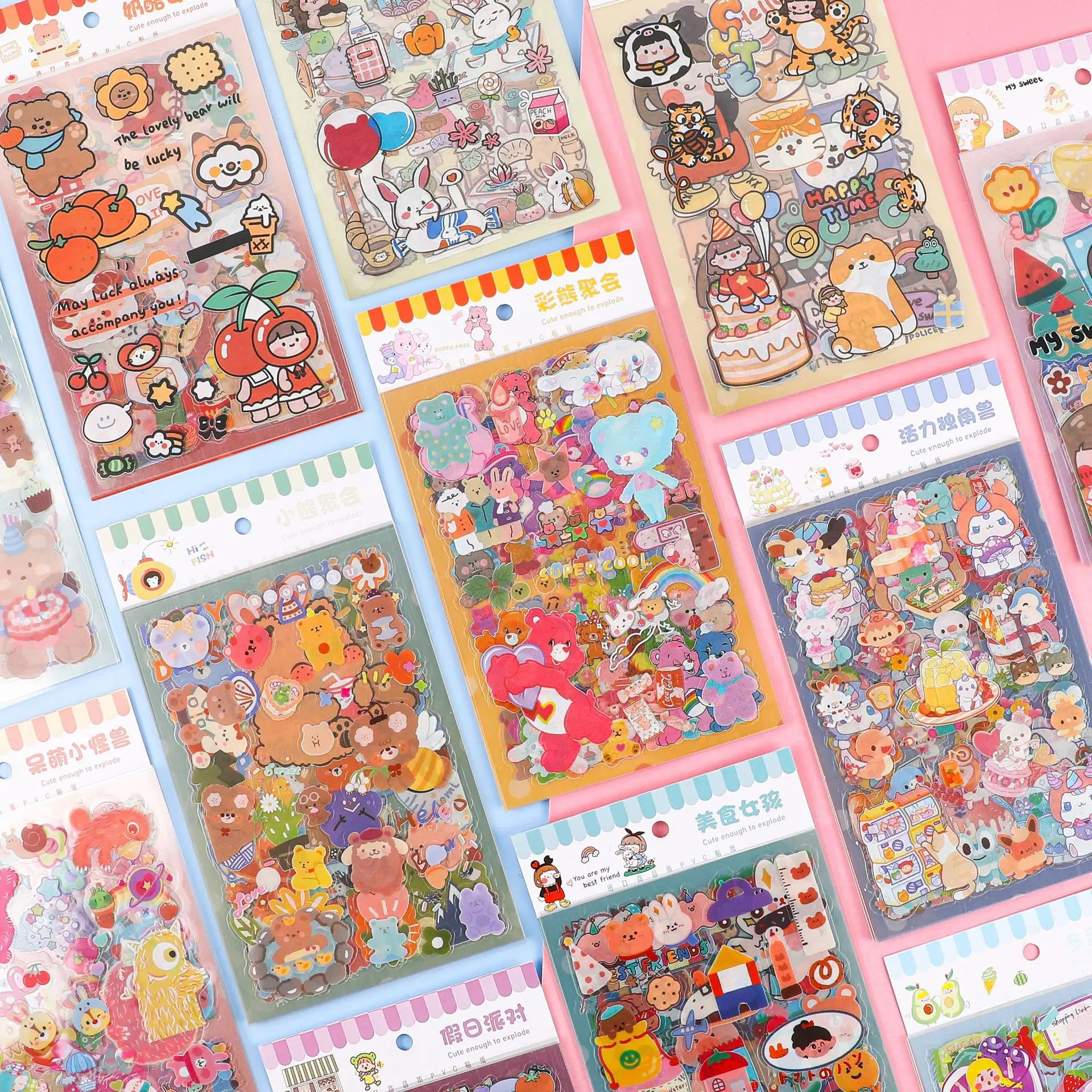 

Animal Stickers Cartoon Transparent Pvc Waterproof Stickers 6 Sheets Into Diy Diary Cute Decorative Material Ledger Pvc Stickers