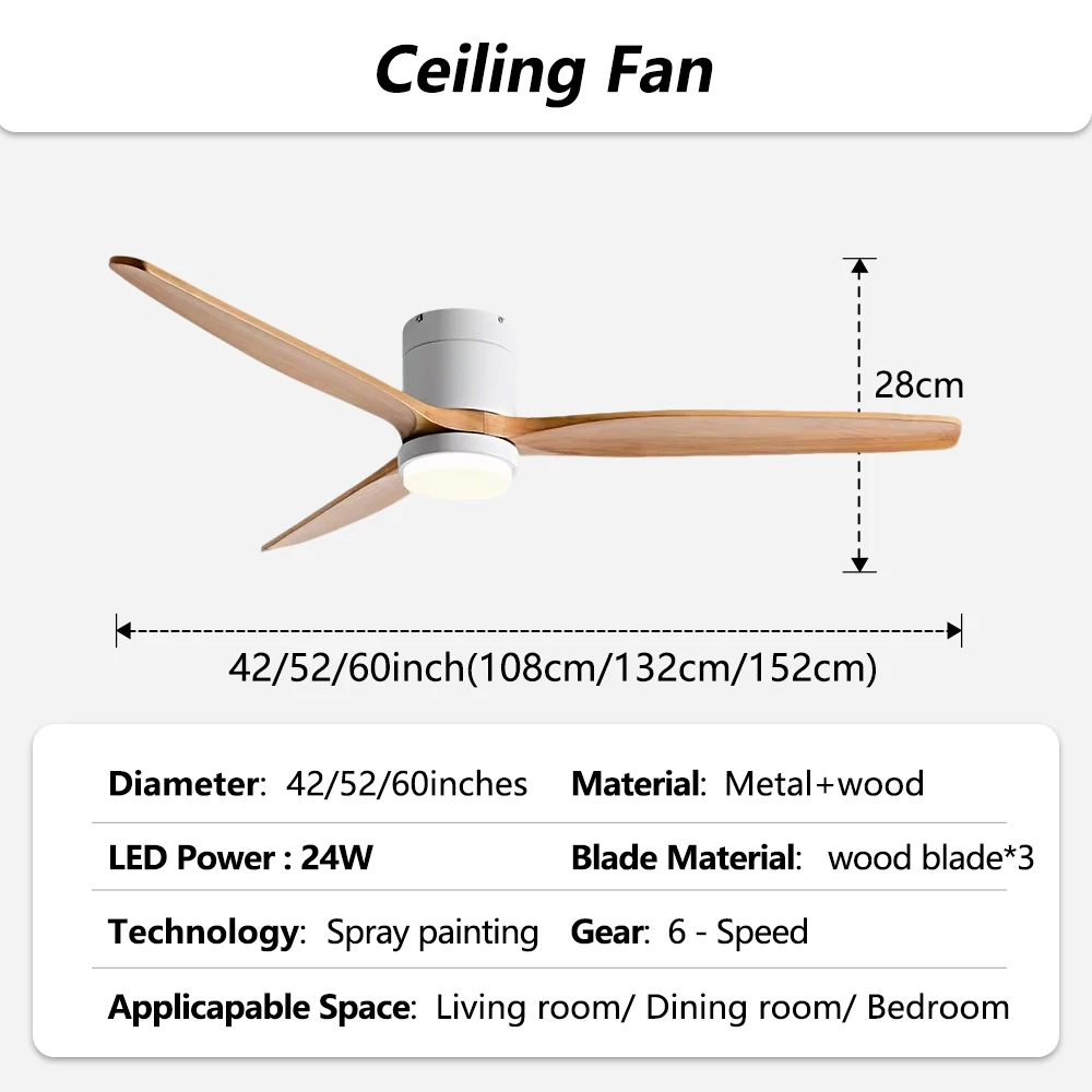 

Потолочный вентилятор с подсветкой 42/52/60 дюймов