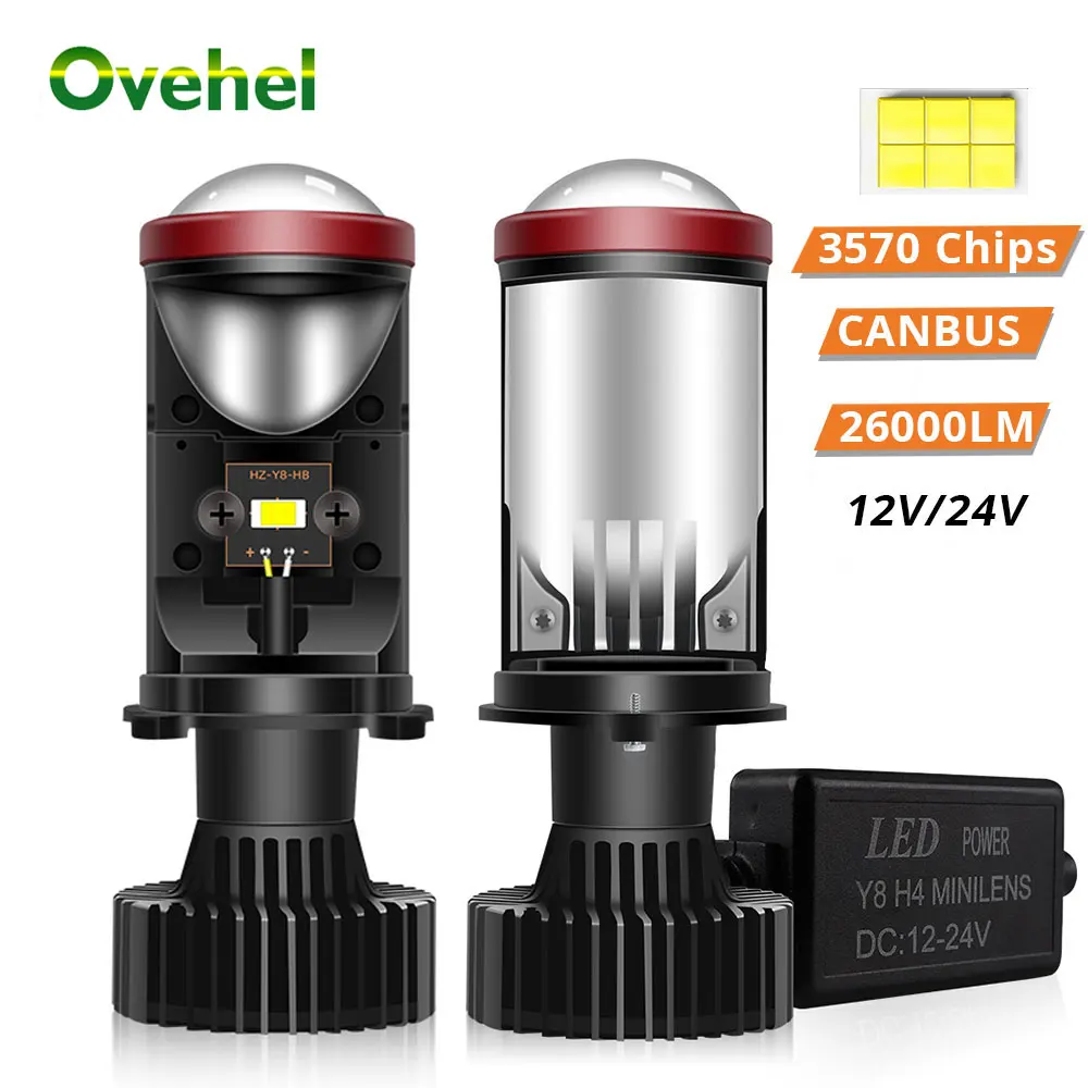 Светодиодсветодиодный лампы OVEHEL H4 для фар 26000LM Canbus мини-линзы проектора