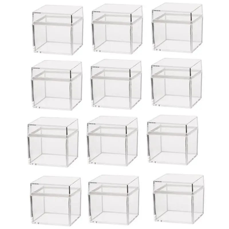 

24Pcs Transparent Plastic Candy Box Biscuits Cookies Packing Box Party Treat Boxes Square Gift Container 5x5x5cm