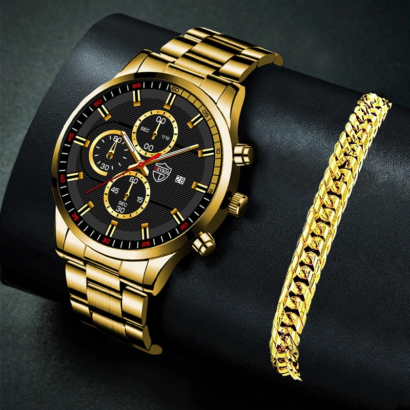 

uhren herren Luxus Mode Herren Uhren für Männer Casual Gold Armband Mann Business Edelstahl Quarz Armbanduhr Leucht Uhr Uhr