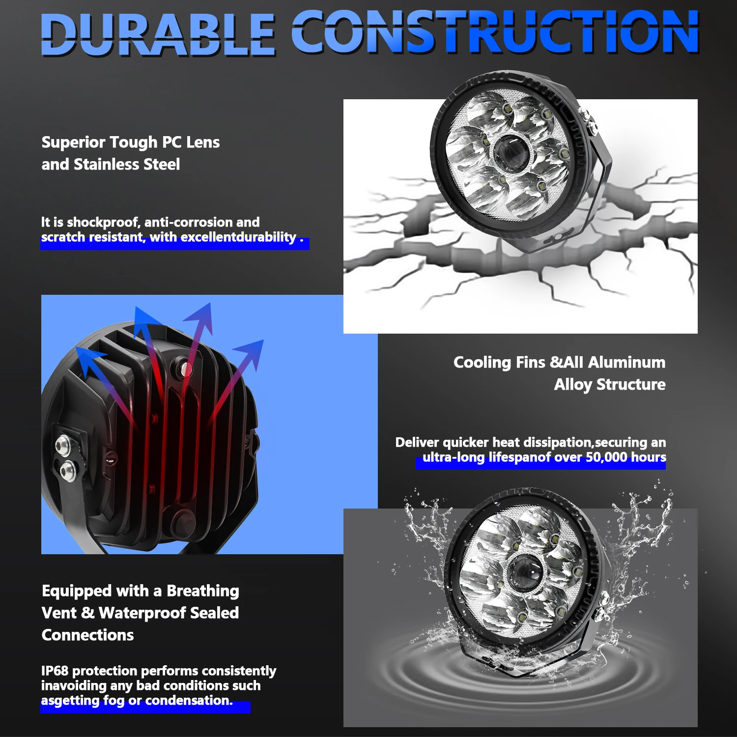 2x5 дюймов 60 Вт 12 В 24 6000 К водонепроницаемые ксеноновые ночные барные фонари