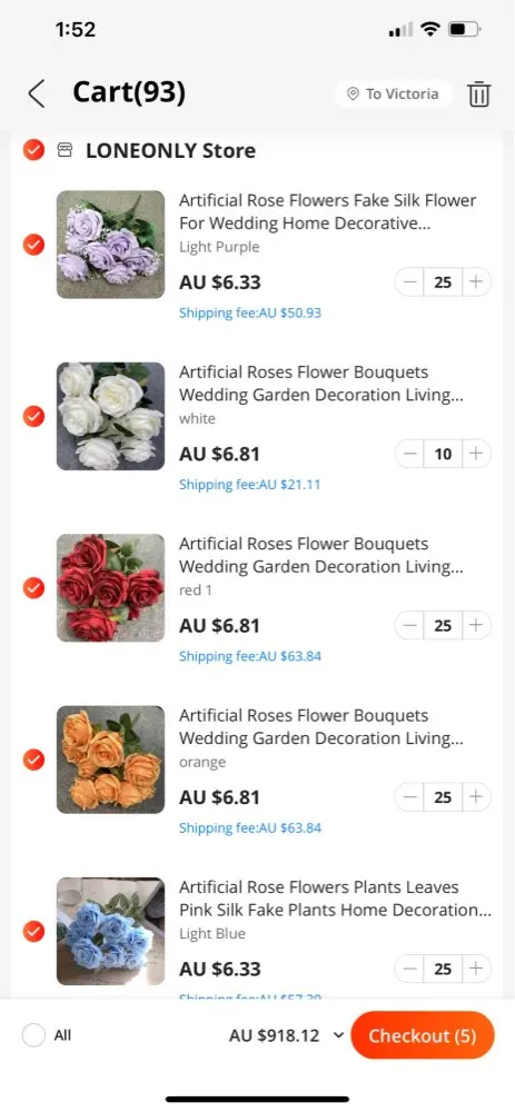 

A quantity of flowers for payment