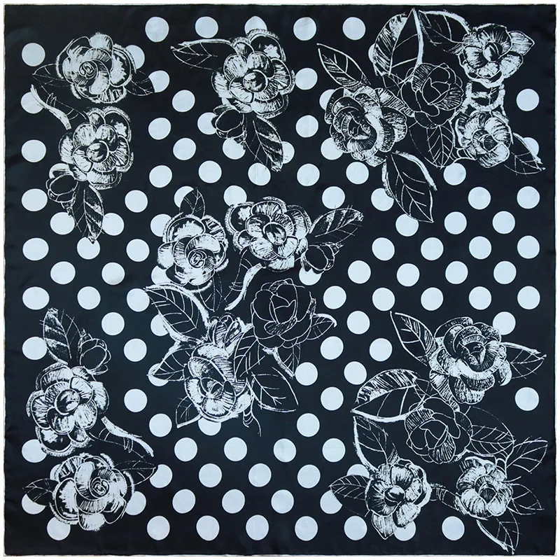 Женский шелковый шарф с принтом камелия