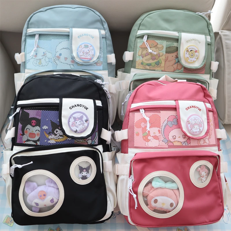 

Kawaii Sanrios Cinnamoroll My Melody Kuromi Pompompurin Cute All-Match Large Capacity Everyday Casual Student Schoolbag Backpack